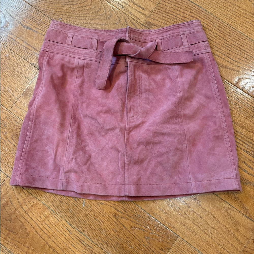 Free People Living for Love Goat Leather Mini Skirt –Pink / Dusty Rose – Size 10 - Picture 2 of 5